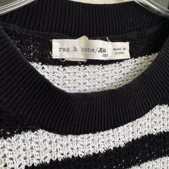 Rag & Bone Black and White Open Shoulder Sweater Size XXS - Picture 3 of 6